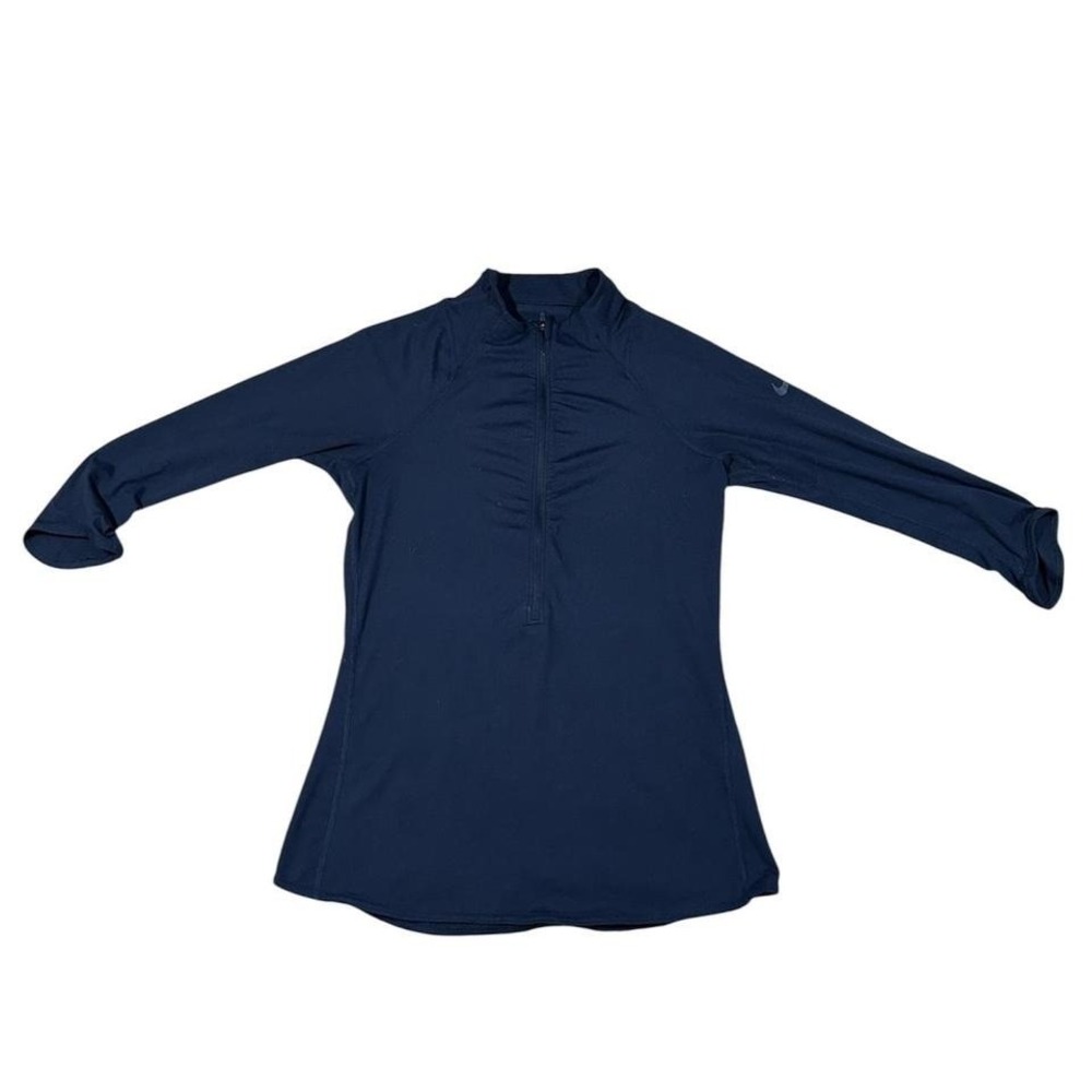 Women's Nike Dri-FIT Navy Quarter Zip Crop Sleeve Athletic Running Gym Top S